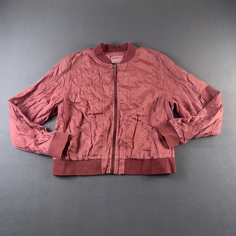 Anthropologie Marrakech Andi Rose Pink Lightweight Bomber Jacket Size L